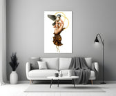 Art-Nouveau illustration cinematic glass wall art in heritage stairwell