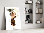 Fine-line tattoo cinematic glass wall art in private library reading nook