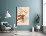 Slow-living editorial cinematic glass wall art in coffeeshop boutique
