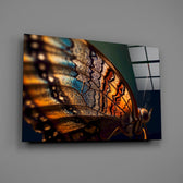 Stained-glass nature cinematic glass wall art in botanical-themed bedroom