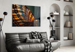 Natural-history macro cinematic glass wall art in creative studio