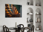 Tiffany-style butterfly cinematic glass wall art over modern dining sideboard