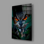 Nocturnal predator cinematic glass wall art in mountain-cabin great room