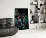 Steve-Winter style cinematic glass wall art over modern dining sideboard