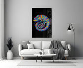 Peter-Max-style cinematic glass wall art in heritage stairwell