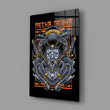 Cyber samurai streetwear cinematic glass wall art in teen alt-music-fan bedroom