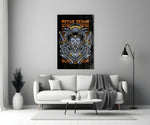 Mecha geisha colorway cinematic glass wall art in heritage stairwell