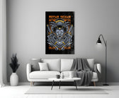 Mecha geisha colorway cinematic glass wall art in heritage stairwell