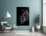Noir wildlife portrait cinematic glass wall art in private library