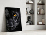 Nick-Brandt-style cinematic glass wall art in mountain-cabin great room