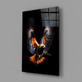 Apex raptor wildlife cinematic glass wall art in masculine-luxe study