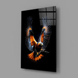 Apex raptor wildlife cinematic glass wall art in masculine-luxe study