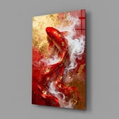 East Asian luxe cinematic glass wall art in feminine-luxe powder-room