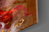 Gold-leaf koi cinematic glass wall art in East-Asian-themed family room