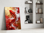 Japanese silk-painting cinematic glass wall art in private library reading nook