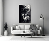 White-eye smoke wolf cinematic glass wall art in heritage stairwell