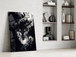 Occult phantom cinematic glass wall art in private library reading nook