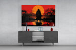 Pop-graphic Bushido cinematic glass wall art in entertainment den