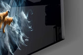 Splash eagle cinematic glass wall art in sports-viewing den