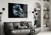 Patriotic eagle cinematic glass wall art in masculine-luxe study