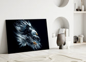 Photo-composite raptor cinematic glass wall art in heritage stairwell