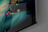 Fungal-floral muse cinematic glass wall art in feminine-luxe boudoir