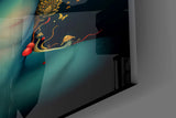 Fungal-floral muse cinematic glass wall art in feminine-luxe boudoir