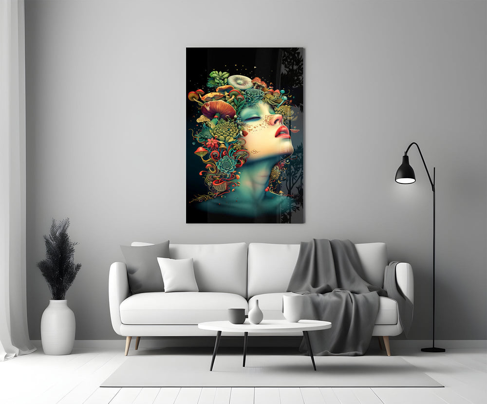 Polish-Symbolist style cinematic glass wall art in heritage stairwell