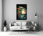 Polish-Symbolist style cinematic glass wall art in heritage stairwell