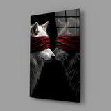 Surreal wildlife symbolist cinematic glass wall art in wellness clinic
