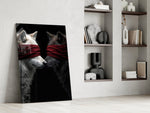 Surreal wildlife portrait cinematic glass wall art in masculine-luxe study