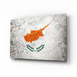 Albania grunge flag cinematic glass wall art over walnut console in heritage home