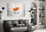 Albanian flag cinematic glass wall art in heritage-themed family room