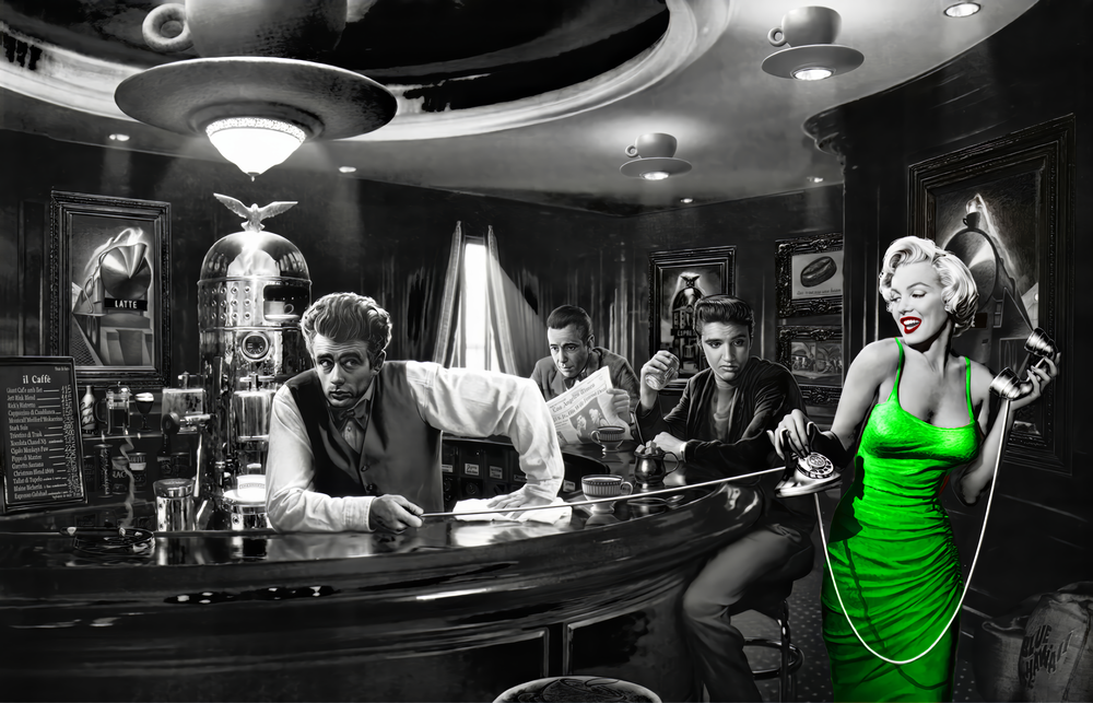 Hollywood Efsaneleri Noir Cam Tablo