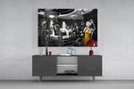 Cinema streetwear cinematic glass wall art in masculine-luxe study