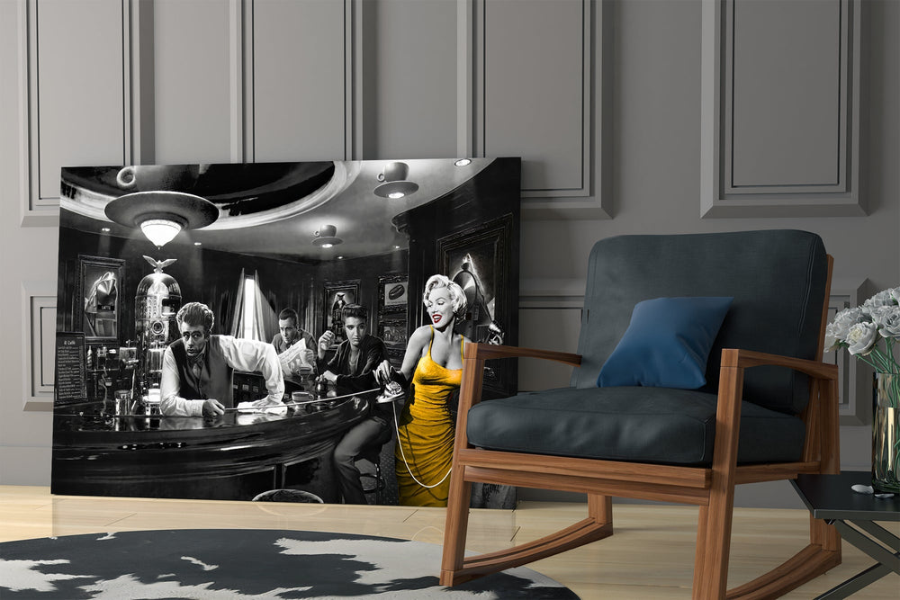 Pop-graffiti collab cinematic glass wall art in private library reading nook