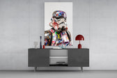 Cinema cross-over cinematic glass wall art in masculine-luxe study