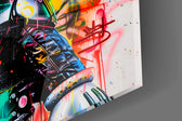 Vader pop-graffiti cinematic glass wall art in streetwear-boutique entry
