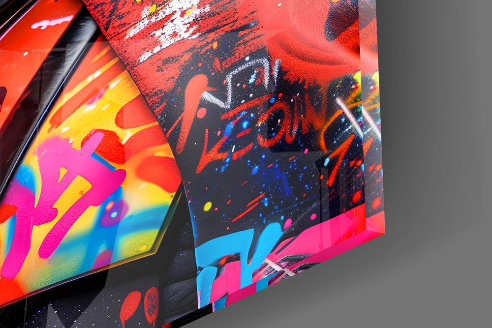 Vader colorway pop cinematic glass wall art in streetwear-boutique entry