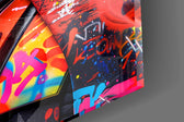 Vader colorway pop cinematic glass wall art in streetwear-boutique entry