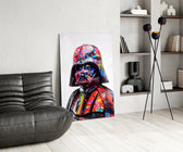 Vader splatter colorway cinematic glass wall art over modern bar console