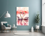 Couples watercolor cinematic glass wall art in couples' suite