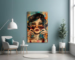 Bistro glamour cinematic glass wall art in glamorous powder-room