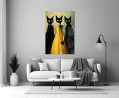 Gothic anthropomorphic cinematic glass wall art in heritage stairwell