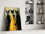 Tim-Burton style cinematic glass wall art in private library reading nook