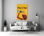Marigold-and-rose cinematic glass wall art in heritage stairwell