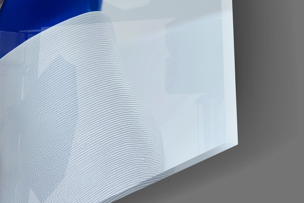 Porcelain blindfold muse cinematic glass wall art in feminine-luxe boudoir