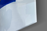 Porcelain blindfold muse cinematic glass wall art in feminine-luxe boudoir