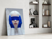 Editorial conceptual cinematic glass wall art in private library reading nook