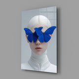 Fashion editorial Klein Blue cinematic glass wall art in creative-agency reception